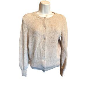 J.Crew Cardigan Alpaca Merino Wool Blend XS Beige Jewel Button Sweater Old Money